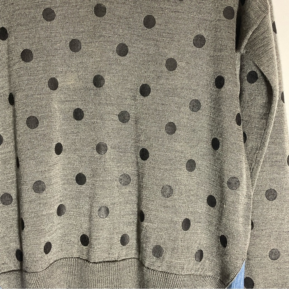 Gray Polka Dot V-Neck Sweater - Picture 6 of 16